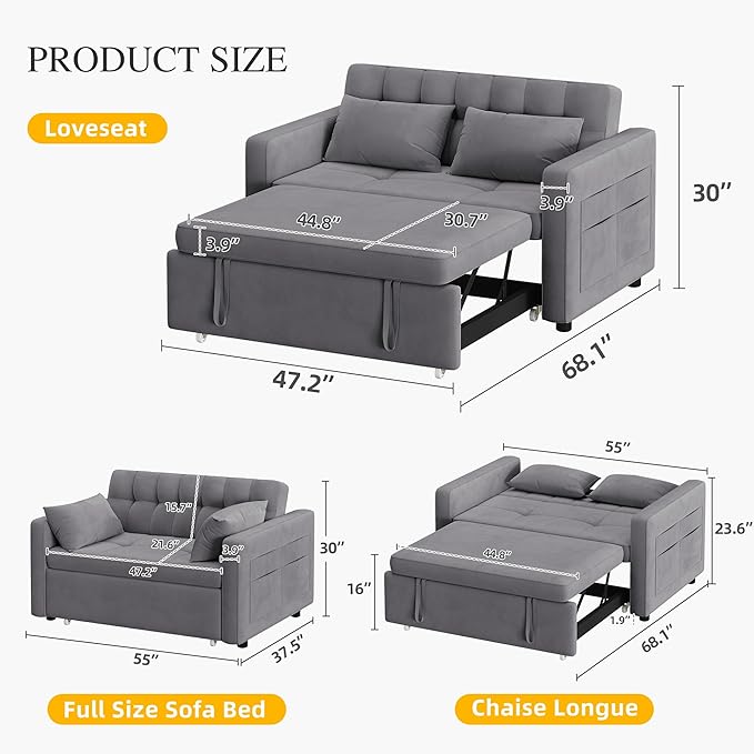 3-in-1 Convertible Sofa Bed